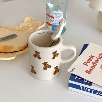 Kuchyňa Mlieko Čaj Cartoon Kawaii Macko Keramický Hrnček Kávy Raňajky Pohár Pitnej Vody Pohár Nordic Domov Pár Vianočný Hrnček