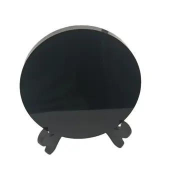 12 cm Vysoko kvalitné prírodné čierna obsidián kamenný kruh, disk, kruhový tanier fengshui zrkadlo na domov a kancelárskych priestorov
