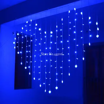 2x1.6m Srdce Tvar LED Reťazec Svetlá LED Vianočné Osvetlenie Girlandy Multicolor Dovolenku, Svadbu, Výzdoba Opony lampy EU/US/UK/AU