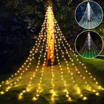 Terasa Vodopád Svetlo Vonkajšie Záhradné LED Vianočné Strom String Svetlá Nový Rok LED Svadobné Cencúľ Garland Meteor Víla Svetlo D30