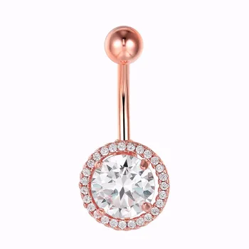 14G Titán Brucho Tlačidlo Prstene pre Ženy, Dievčatá Pupok Krúžky CZ Piercing Šperkov ružové Zlato Zlato Modré, Ružové a Fialové Crystal