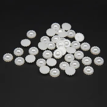 100ks 10 mm Tvar Kvetu Biele Ivroy Pol Kola Imitácie Perál Živice Korálky Svadobné Šperky DIY Dekorácie Pearl Príslušenstvo