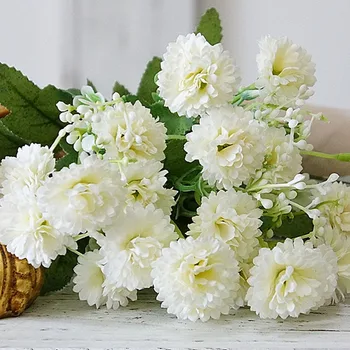 Umelé lila kvety biele jeseň malé hodvábne 15 hlavy falošné kvety kytice domova Vianočný večierok svadobné dekorácie