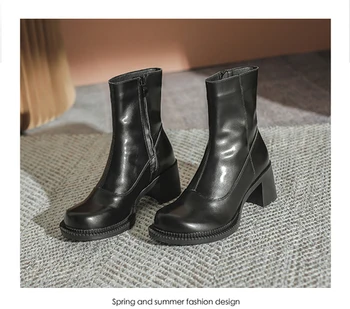Platforma Topánky Dizajnér Značky Luxusné dámske Topánky 2020 Black Martin Botas Čipky Zahustiť Módne Botas Mujer Topánky pre Ženy