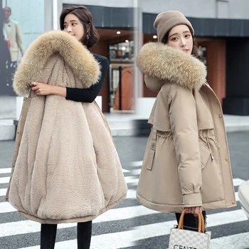 Nové zimné dámske bavlnené kabát, imitácia kožušiny mýval kožušinový kabát, dlhý žien teplá bunda, veľkoobchod cena je nízka