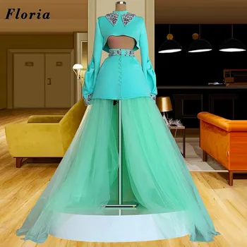 Floria Arabčina Sexy Vysoká Nízka Večerné Šaty 2022 Župan De Soiree Dubaj Couture Celebrity Šaty Formálne Lištovanie Prom Party Šaty