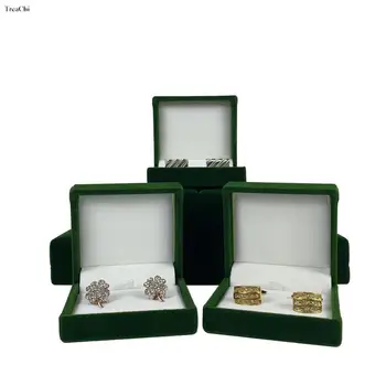 Vysoká Kvalita Zelenej zamatovej Cufflink Box Šperky Skladovanie prípade Mužov Pár Cufflink Balenie Darčekové svadobné party Box