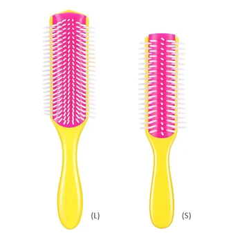 9 Riadkov Detangle Hairbrush Pokožku hlavy Masér Kaderníctvo Salón Hair Styling Kefa pre Kadernícke Rovno Kučeravé Mokré Vlasy, Hrebeň