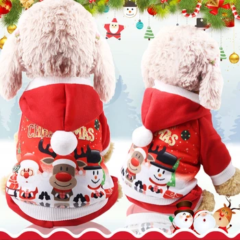 Vianočné Oblečenie Pre Psy, Elk Santa Claus Šteňa Hoodies Zime Teplý Kabát Pre Malé A Stredné Psy, Mačky, Čivava, Pet Kostým