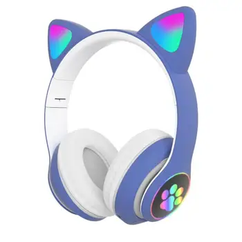 Bezdrôtové Slúchadlá Cute Cat Ucho Bluetooth 5.0 Headset RGB Stereo Hudby Prilba Mobilný Telefón S Micrphone Slúchadlá Deti Darček