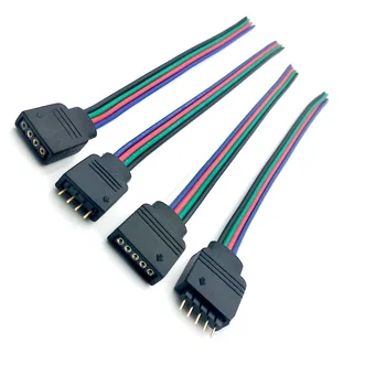 5 ks/veľa 4pin 5pin LED RGB RGBW zásuvky, pripojenie Kábel Drôt pre 5050 RGB RGBW Pásy Svetla Konektor Samec & Samica konektor