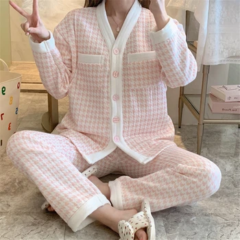 Ženy Pajama Stanovuje Módny Útulný Dýchať Voľné 2 Kusy tvaru Singel svojim Patchwork Ponuky Pohodlné Sleepwear Zahustiť