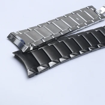 Krivka konci nehrdzavejúcej ocele pôvodný mužský popruh pre Armani AR2447 2448 2434 2432 2433 série watchband 22 mm čierny strieborný náramok