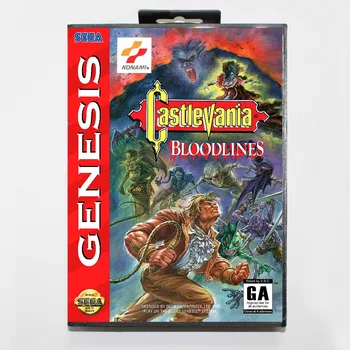 Nové 16-bitové MD hry, karty - castlevania bloodlines s Retail box Pre Sega genesis systém
