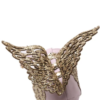 Luxusné Crystal Ženy 10 cm Vysoké Podpätky Kožené Sandále Sexy Kovový Motýľ Letné Topánky Lady Stiletto Strany Valentine Sandles