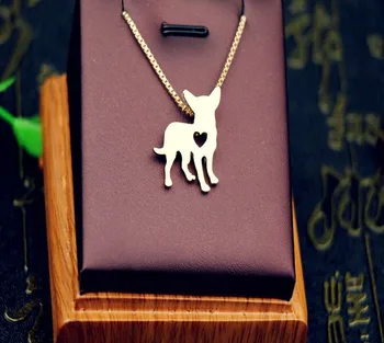 Chihuahua psa náhrdelník psa prívesok zvierat šperky vyrábané Ručne Vyrezávané duté príslušenstvo Zlatej farby á rýchle dodanie