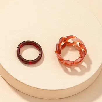 Nové Farebné Priehľadné Živice, Akrylové Geometrické Kolo Krúžky Ženy Šperky Cestovné Darčeky Reťazca Krúžok Vintage Prst Prsteň Móda