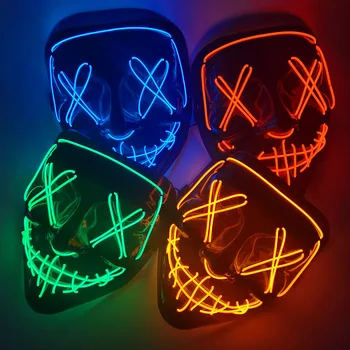1P Strašidelné Halloween Colplay rozsvieti Purge Maska Halloween Maškaráda Strana LED pleťové Masky pre Deti, Mužov, Ženy Maska Žiariace v Tme