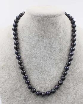 Sladkovodné perly black blízkosti kolo 19 mm-10 mm náhrdelník 18-palcové FPPJ veľkoobchod korálky prírody