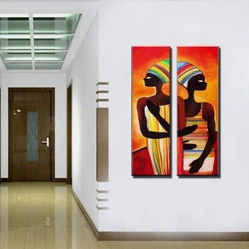 Akryl africkej ženy maľovanie abstraite moderné obrázok maľovanie vertikálne ručne vyrábané dekorácie olej maľby na steny v obývacej izbe