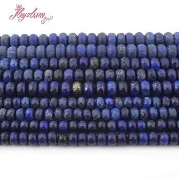 3x6,4x8mm Tvárou Hladké Rondelle Modrý Kameň Lapis Lazuli Korálky Pre DIY Náhrdelník Náramky Šperky Robiť 15