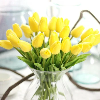 10PCS Tulipán Umelý Kvet Skutočný Dotyk Umelé Kytice Falošné Kvet pre Svadobné Dekorácie, Kvety, Domáce Garen Dekor