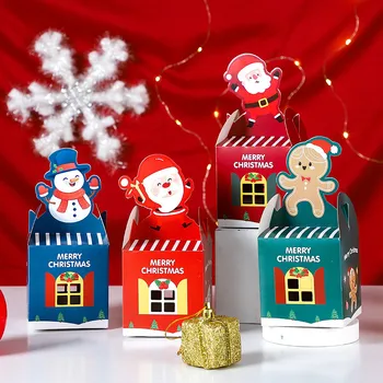 Vianočné Kvet Tvar Candy Cookies Balenie Papierové Krabice Strany Darček Deti Prospech Santa Claus Prívesok Dragee Snack Dodávky 5 ks