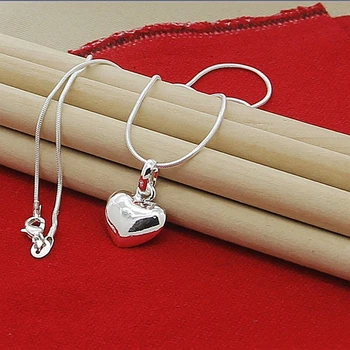 Vysoká Kvalita Strieborný Náhrdelník 925 Sterling Silver Heart-Shape Small Prívesok Náhrdelníky pre Ženy Valentína Darček