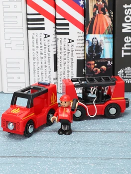 Požiaru Truck Magnetický Vlak Auto Ambulancie Policajné Auto Fire Truck Kompatibilné Brio Dreva Sledovať Deti Hračky pre Deti