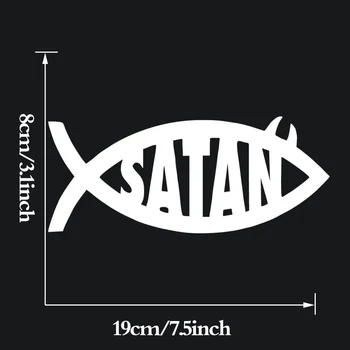 Satan Ryby Vinyl Odtlačkový Nálepky Okno Nárazníka Náboženské Ježiš Legrační Parodie 19x8cm