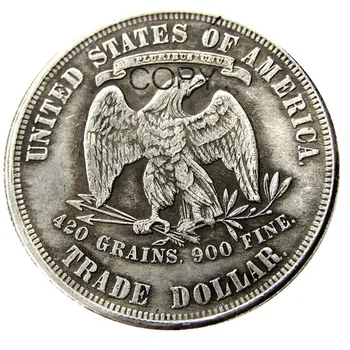 NÁS 1874 Obchodu Dolár Strieborné Pozlátené Kópiu Mince