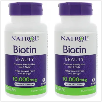 2 ks Natrol Biotín 10000 mcg 100 Tabletiek + Vápnika pre vlasy, nechty, pokožku