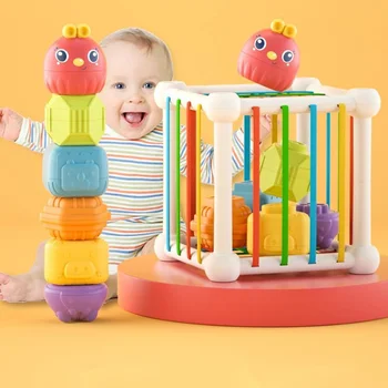 Dieťa Montessori Tvar, Triedenie Hračiek Farebné Kocky Motorových Dotyk Zručnosť, Učenie Vzdelávacie Hračky 10 Mesiacov - 3 Roky Darčeky, Hračky