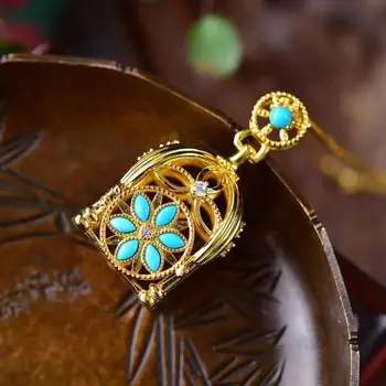Nový silver vykladané zirkónmi prívesok náhrdelník Čínskom štýle retro jedinečné antické zlato vyhotovením ženy značky šperky