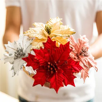 Umelé Kvety, Vianoce Svadba Simulácia Flanelové Kvety, Ozdoby Na Vianočné Stromčeky, Dekorácie 2022 Nový Dizajn Hot Predaj