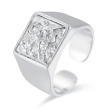 Evimi 925 Sterling Silver Široký Prstene pre Ženy, Nový Trend Vintage Jedinečný Elegantný Dizajn Nepravidelný Láva Vzor Strana Šperky