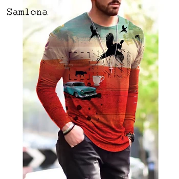 2021 Jeseň Nové Módne 3D Tlač Topy Streetwear Mens T-shirt Masculinas Bežné Pulóvre Mužov Tees Oblečenie Plus Veľkosti S-3XL