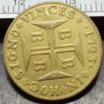 1723 Brazília 2000 Reis -Joao V Skopírujte 22K Zlate mince