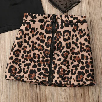 1-6Y Módne Batoľa, Dieťa Dievča Leopard Tlač Oblečenie Volánikmi Čipky Topy T Tričko, Tepláky, Sukne Oblečenie