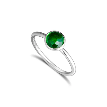 Môže Kvapke Krúžok 925 Sterling Silver Royal-Green Crystal Birthstones Prstene pre Ženy Mincový Striebro-Šperky #52-58