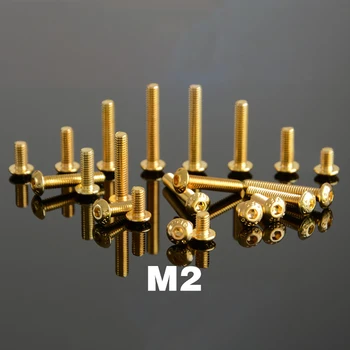 M2 M2.5 Zlatých 12.9 Triedy Legovanej Ocele Hex Allen Zásuvky Tlačidlo Hlavu Skrutky DIN7991 POUŽIŤ PRE DIY Model Auta, Nábytku zips