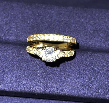 YANHUI Reálne 925 Sterling Silver Krúžky Nastaviť Očarujúce 14K Zlata, Prstene Pre Ženy, Svadobné Kapela Pôvodné S925 Šperky S Certifikát