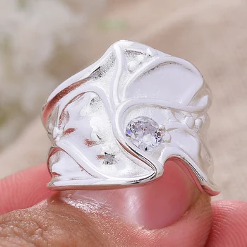 Nový Príchod 925 Sterling Silver Módne Nepravidelný Tvar A Lesklé Crystal Dámske Prst Krúžky Veľkoobchod Šperkov Najlepšie Darčeky