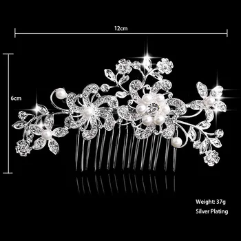 KMVEXO Svadobné Svadobné Kvetinové Crystal Kamienkami Diamante Simulované Perly Ženám Vlasy Klip Vlasy Prečesať Vlasy, Šperky, Doplnky