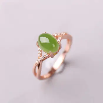 Nové Prírodné Jade Hetian Jade Diamond Surprise Kolo Otvorenie Nastaviteľný Krúžok Retro Šarm Špecializované Remeselné Ženy Značky Šperky