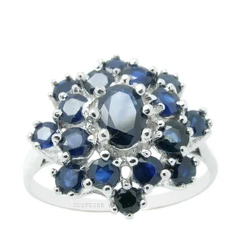CoLife Šperky, Luxusné Sapphire Krúžok na Strane 17 Kusov Prírodné Sapphire Strieborný Prsteň Pevné 925 Silver Sapphire Šperky