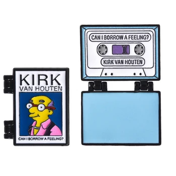 Tvorivosť Simpsonovci Kirk Milhouse FBl Brošňa Skladacia Pin брошь Anime Šperky Ženy Muži Bunda Taška Klopě Pin Cartoon Zliatiny Odznak