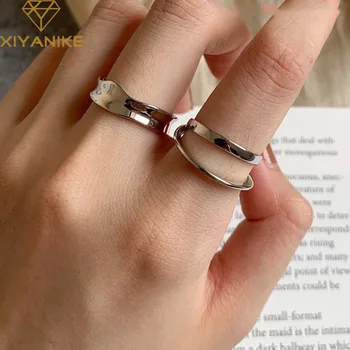 XIYANIKE Minimalistický Strieborné Pozlátené Prstene pre Ženy Nepravidelný Šperky, Módne, Elegantné Geometrické Ručné Doplnky Strany