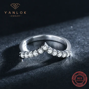 YANLOK Geometrický Tvar Šípky Stohovateľné Prst Prstene Pre Ženy, Horúce Predaj Originálne 925 Sterling Silver Žena Jemné Šperky Anel