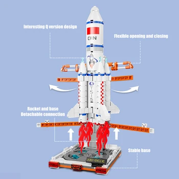 Mesto Letecký Launch Rocket Model Stavebné Bloky Myšlienok Priestor Astronaut Údaje Architektúry Tehly KMEŇOVÝCH Hračka Pre Deti, Darčeky